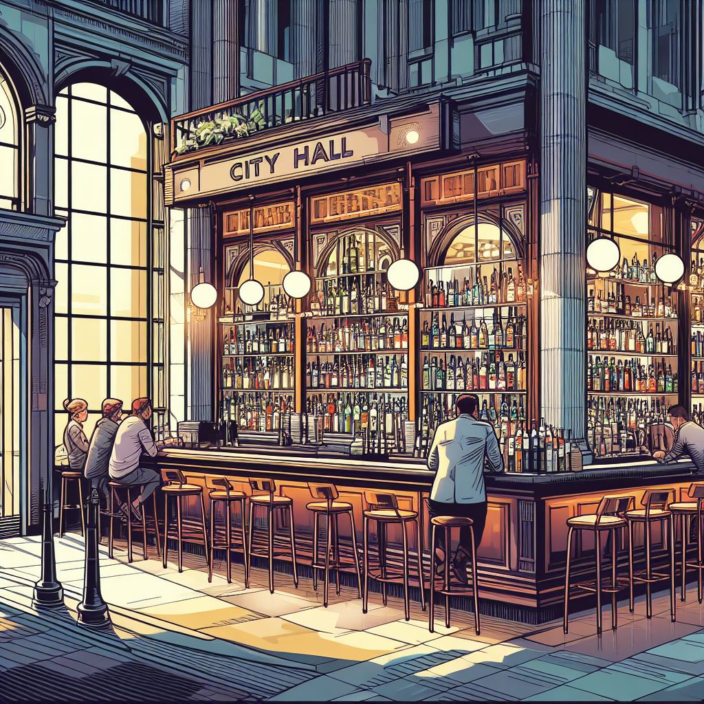 Bar in City Hall - AI Stock Photo
