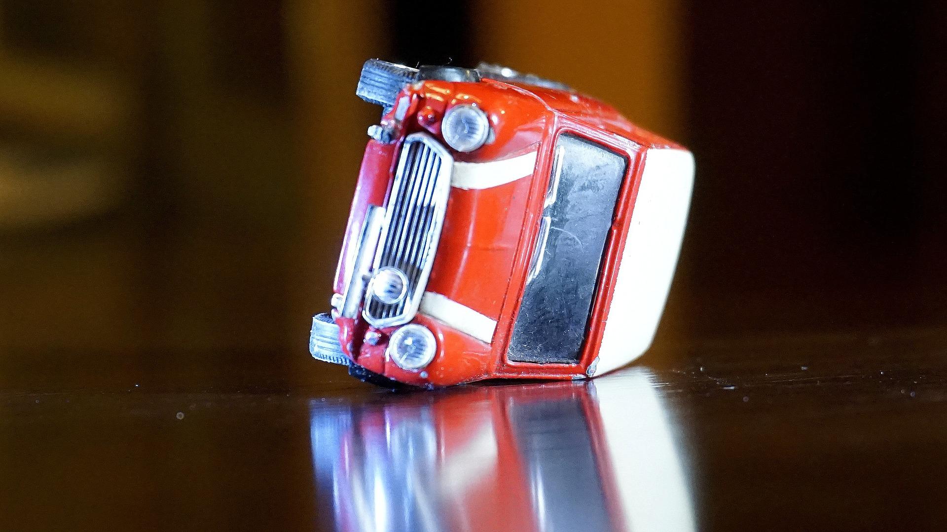 Overturned Car Crash- Stock Photo