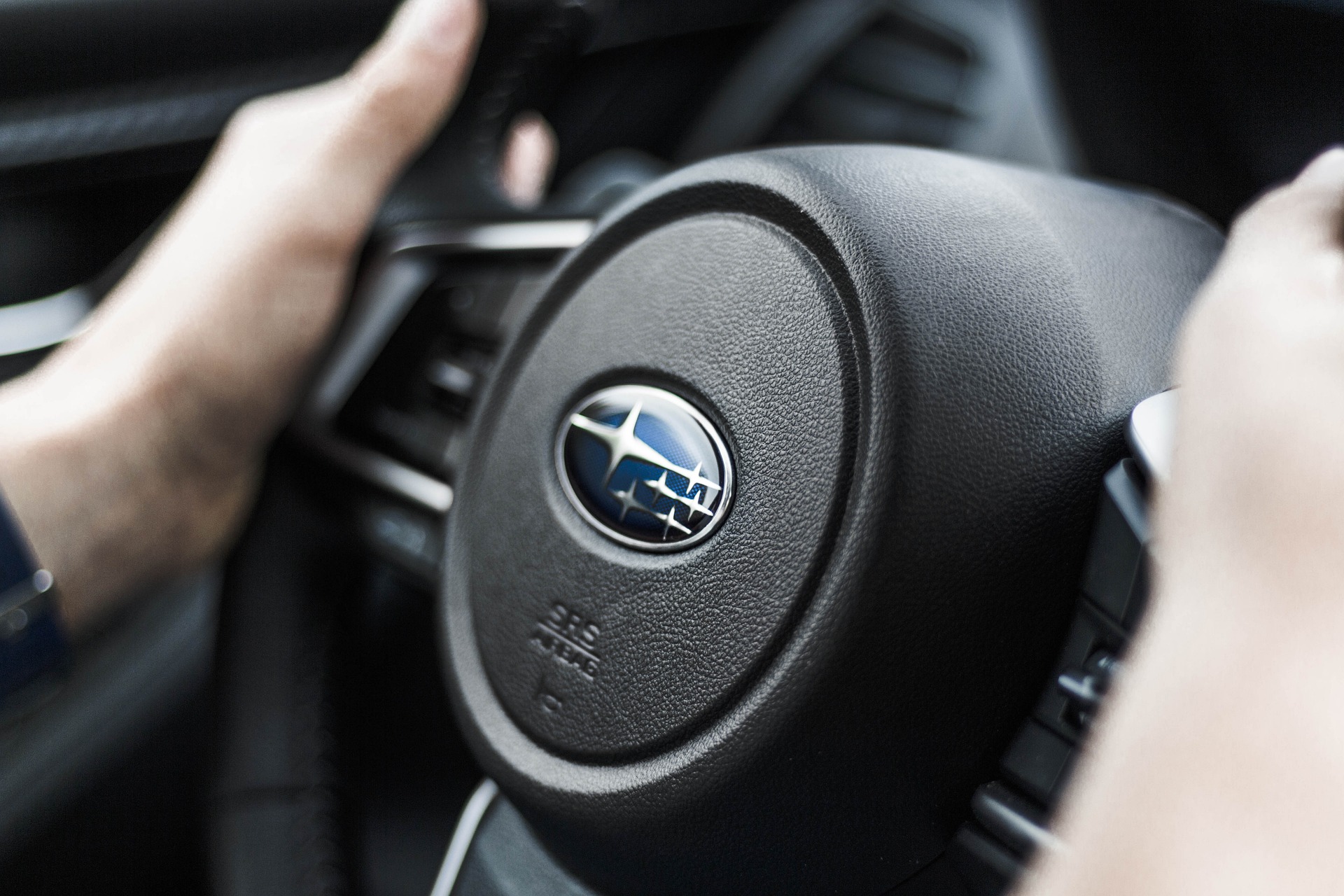 Subaru Steering Wheel Stock Photo