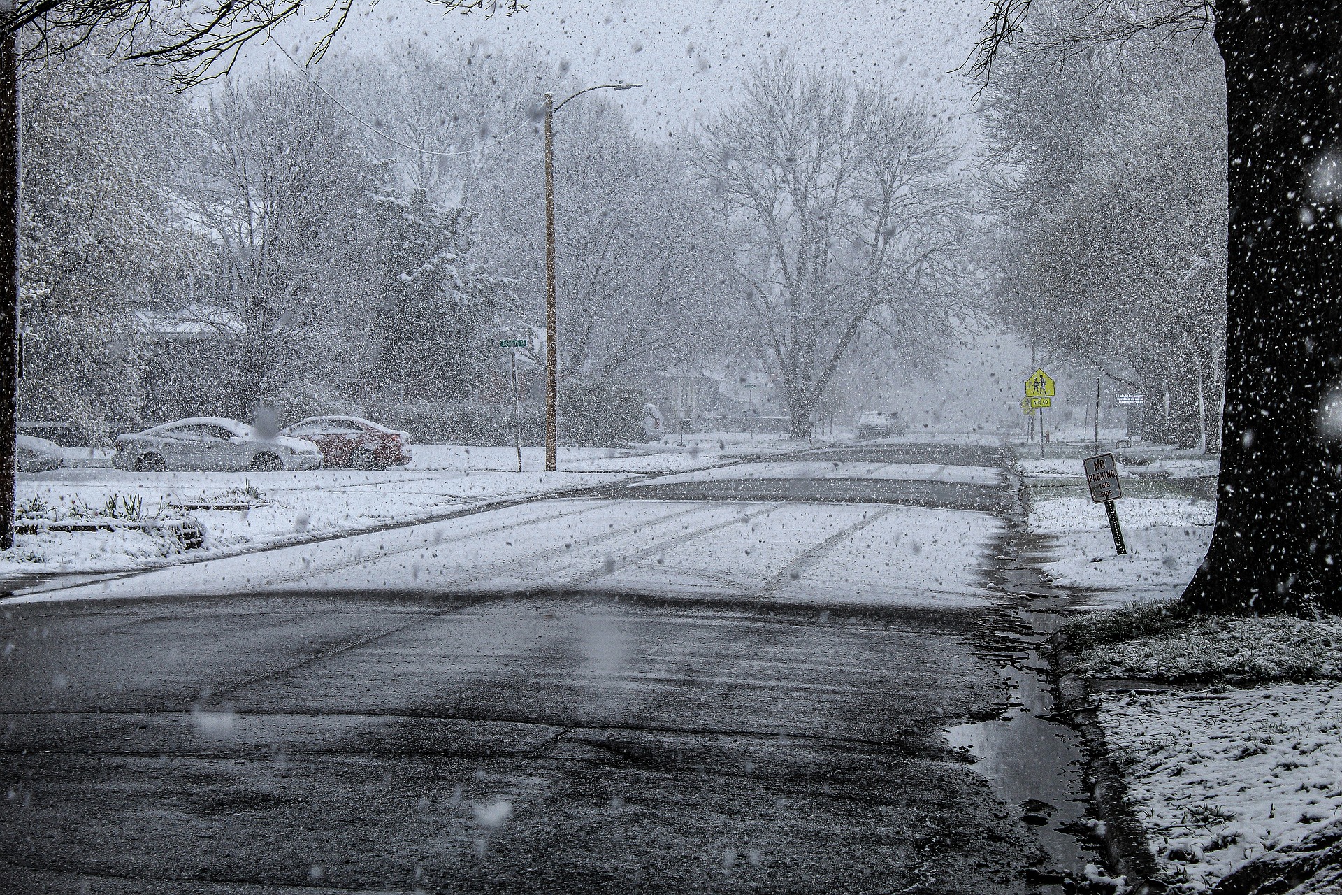 Snowy Street Stock Photo