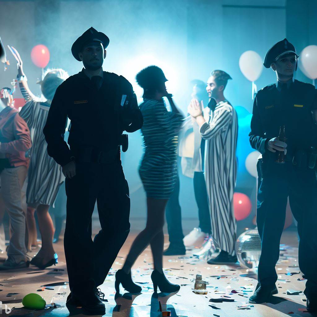 Police and Criminal Party - AI Stock Photo