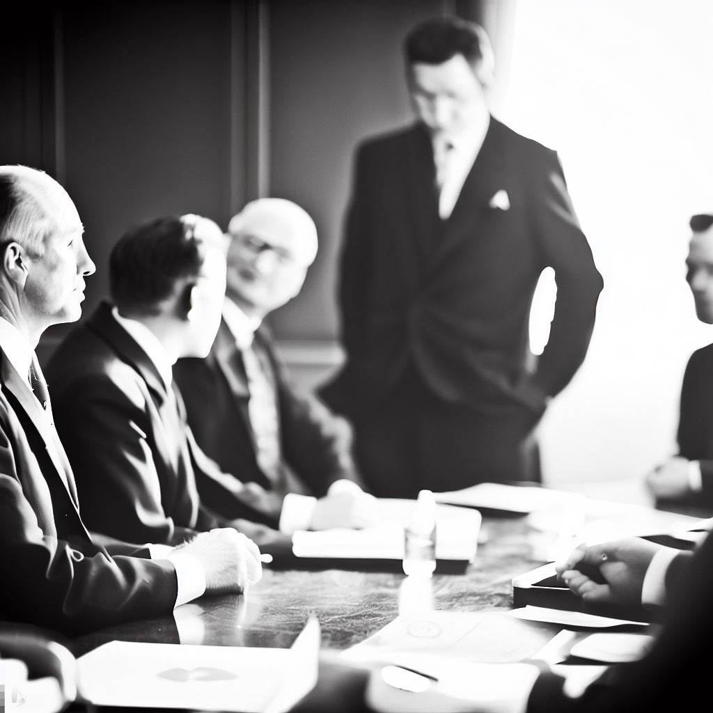 Business Leaders Meeting - Black and White - AI Stock Photo
