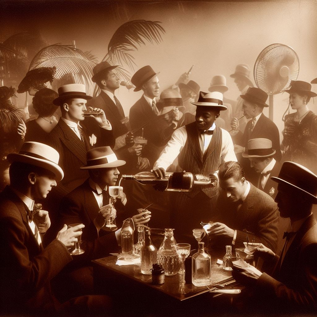 Prohibition drinking beer - AI Stock Photo