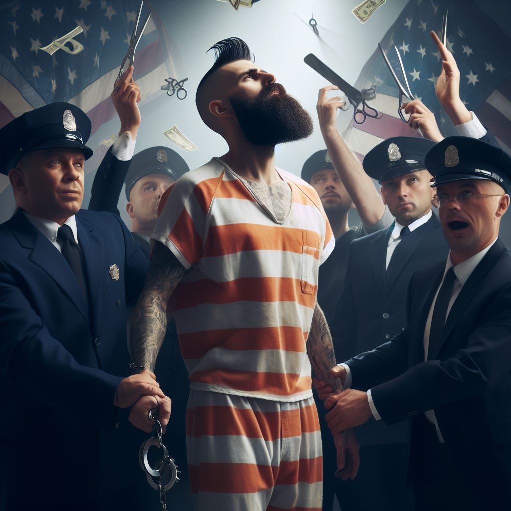 Barber in Jail - AI Stock Photo