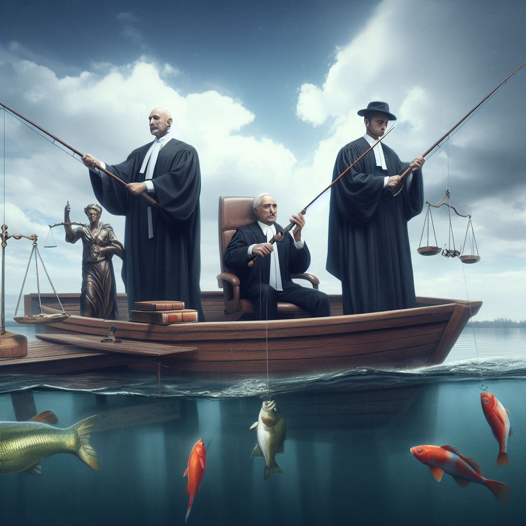 Judges and Lawyers Fishing - AI Stock Photo
