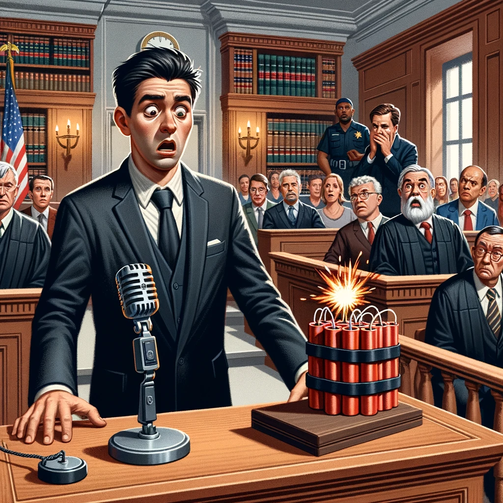 Dynamite in Courtroom - AI Stock Photo