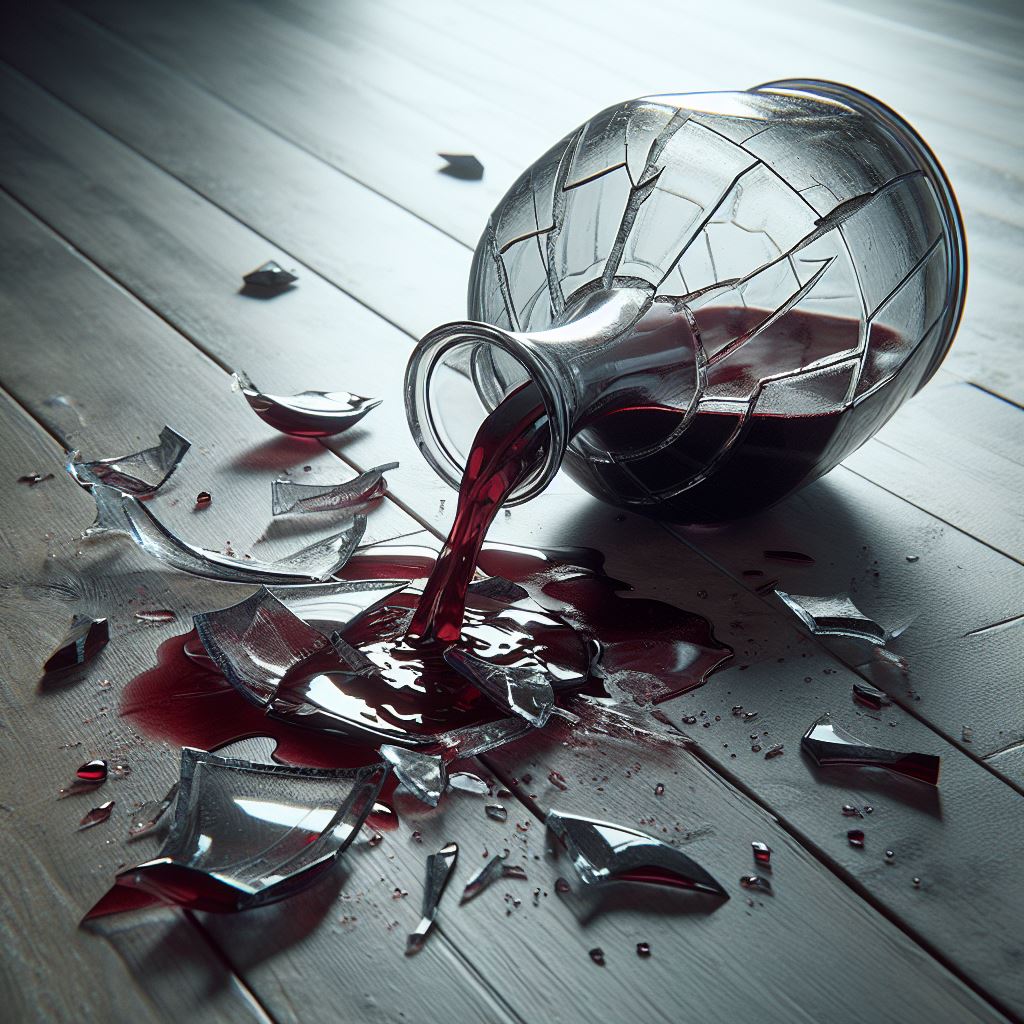 Broken Wine Decanter - AI Stock Photo