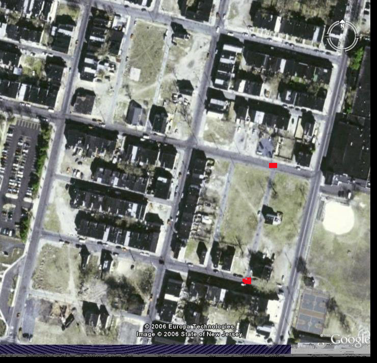 Satellite image of the Ray Street and Borton Street area, 2006, with Borton Street highlighted