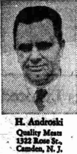 H. Androski Quality Meats advertisement, 1322 Rose Street — Camden Courier-Post, March 26, 1931