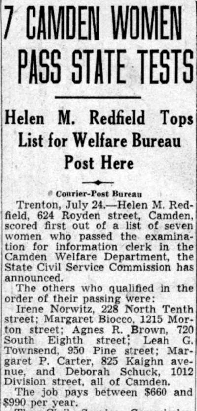 Camden Courier-Post, July 24, 1941 — 7 Camden Women Pass State Tests