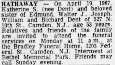 Camden Courier-Post, April 19, 1967 — Hathaway death notice