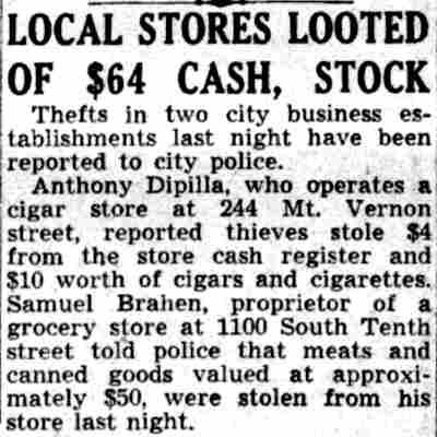 Camden Courier-Post, July 24, 1941 — Local Stores Looted