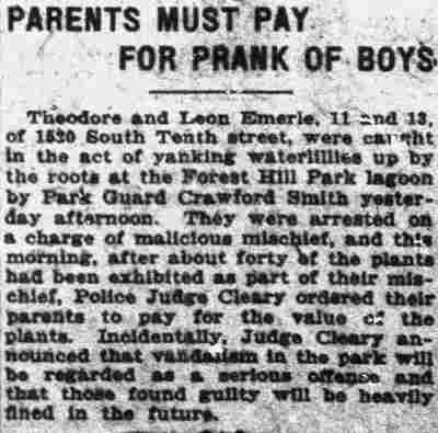 Camden Post-Telegram, June 26, 1925 — Parents Must Pay for Prank of Boys