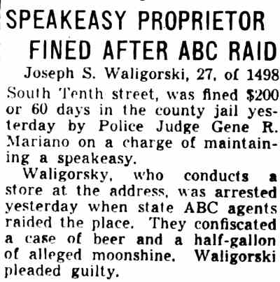 Camden Courier-Post, June 25, 1938 — Speakeasy Proprietor Fined After ABC Raid