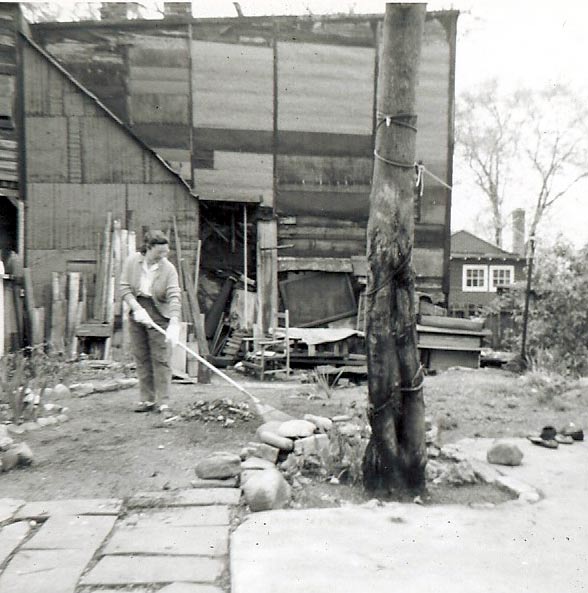 Thelma O'Brien in the back yard at 2901 Adams Avenue
