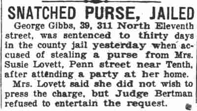 Snatched Purse, Jailed, Camden Courier-Post, March 22, 1938