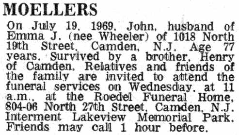 Moellers obituary — Camden Courier-Post, July 21, 1969