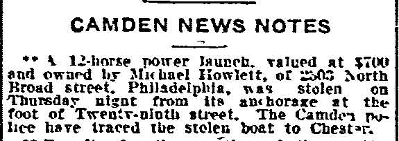 Camden News Notes — Philadelphia Inquirer, June 19, 1909