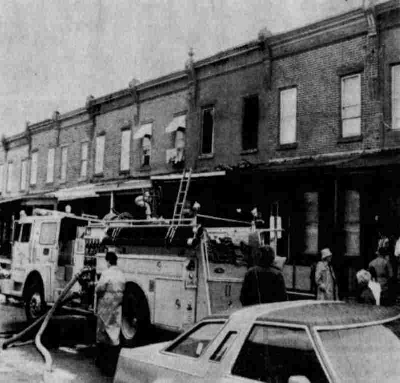 Photo of the 906 North 28th Street fire scene, Camden Courier-Post, March 14, 1984