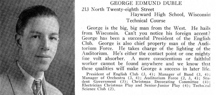 George Edmund Duble, Camden High School Purple and Gold Yearbook, 1930