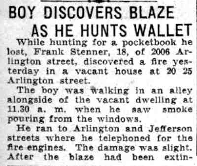 Boy Discovers Blaze as He Hunts Wallet, Camden Courier-Post, June 2, 1932