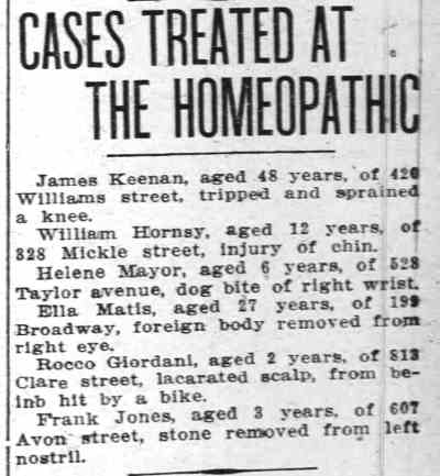 Cases Treated at the Homeopathic — Frank Jones, 607 Avon Street — Camden Daily Courier, June 23, 1913