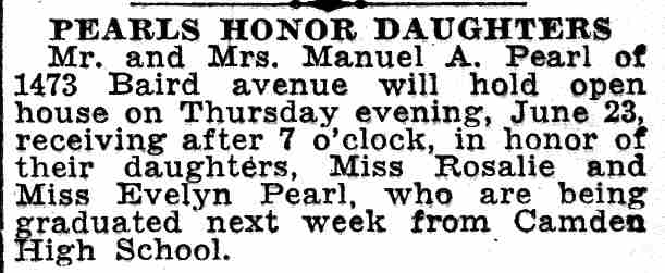 Pearls Honor Daughters — Camden Courier-Post, June 18, 1932