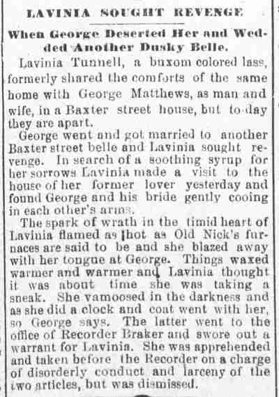 Lavinia Sought Revenge, Camden Daily Telegram, December 4, 1894
