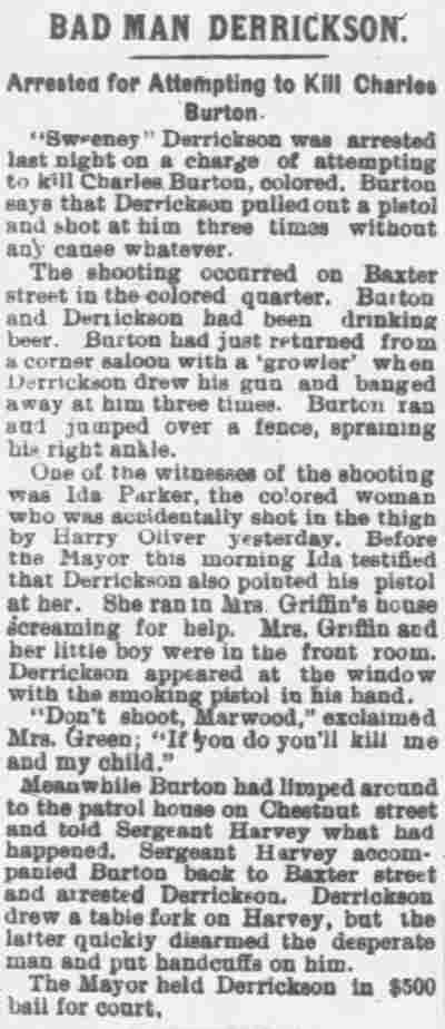 Bad Man Derrickson, Camden Post, July 24, 1895