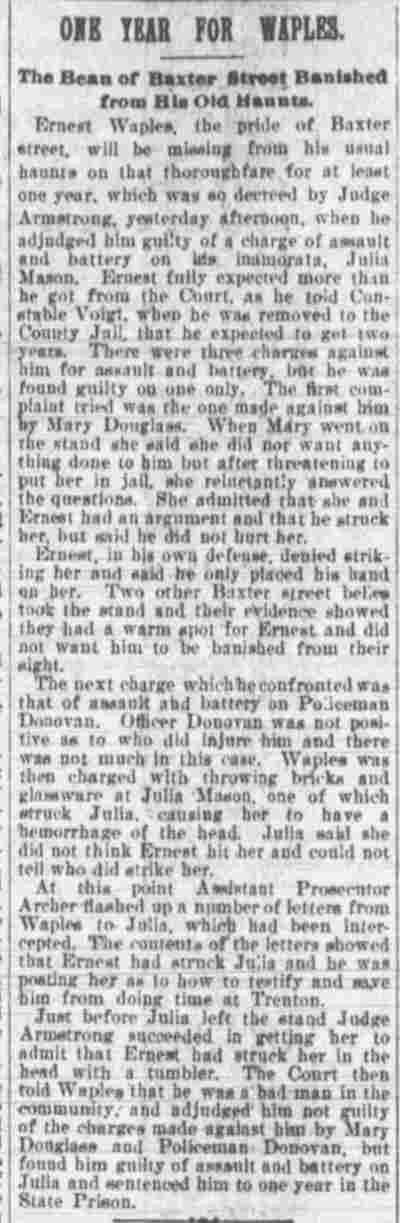 One Year for Waples, Camden Post-Telegram, February 10, 1900