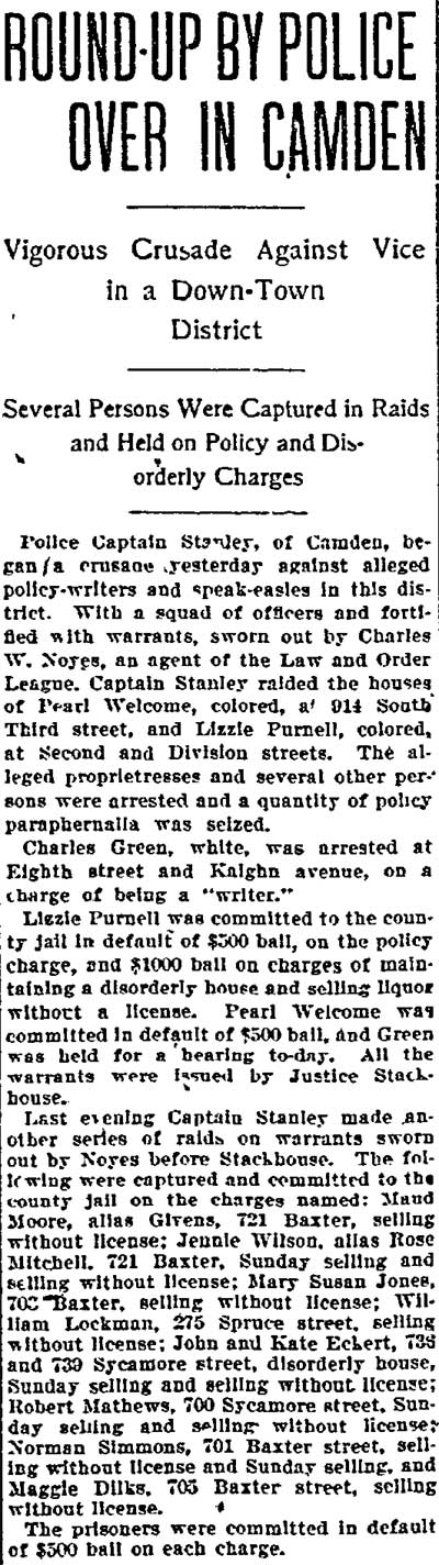 Round-Up by Police Over in Camden, Philadelphia Inquirer, December 29, 1900