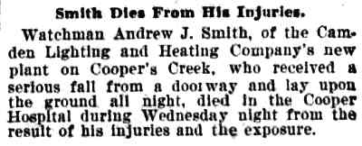Smith Dies From His Injuries, Philadelphia The Times, January 7, 1898