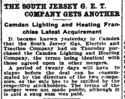 The South Jersey G. E. T. Company Gets Another — Philadelphia Inquirer, December 16, 1900