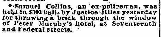 Samuel Collins held in bail — Philadelphia Inquirer, February 11, 1894