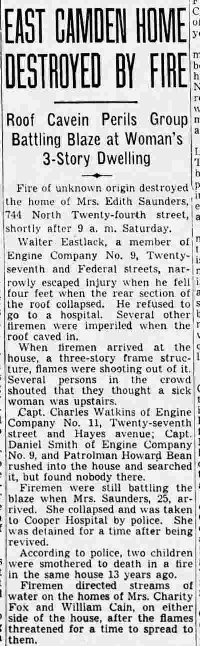East Camden Home Destroyed by Fire, 1939