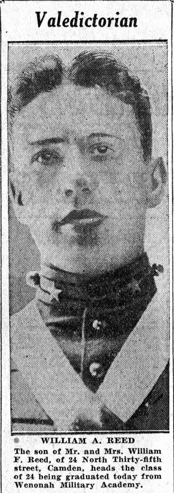 Valedictorian William A. Reed, Camden Courier-Post, June 10, 1932