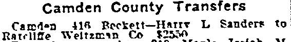 Camden County Transfers, Philadelphia Inquirer, September 15 1915