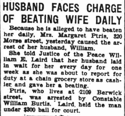 Husband Faces Charge Of Beating Wife Daily — Camden Courier-Post, January 25, 1930