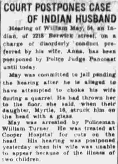 Court Postpones Case of Indian Husband — Camden Courier-Post, March 15, 1932