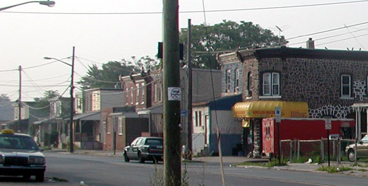 Looking southeast on Marlton Avenue towards Berwick Street, July 21, 2004