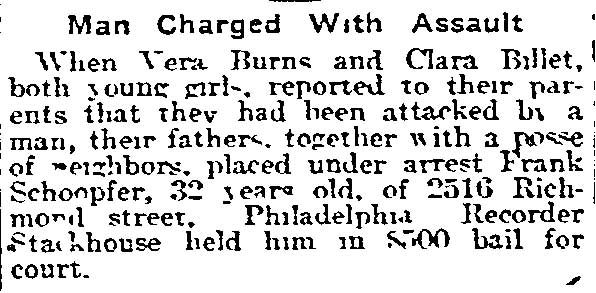 Man Charged With Assault — 531 Borton Street, Philadelphia Inquirer, October 16, 1917