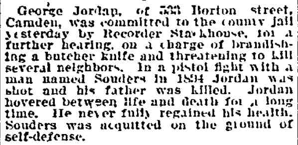 George Jordan committed to county jail — 533 Borton Street, Philadelphia Inquirer, July 29, 1906