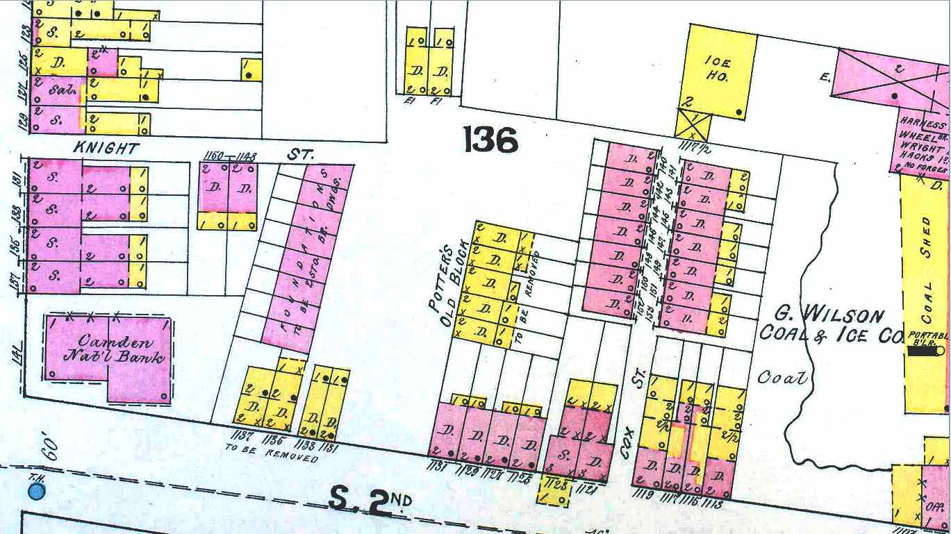 1891 Sanborn Fire Insurance Map showing Boyer Street and Nelson Court area, Camden, NJ