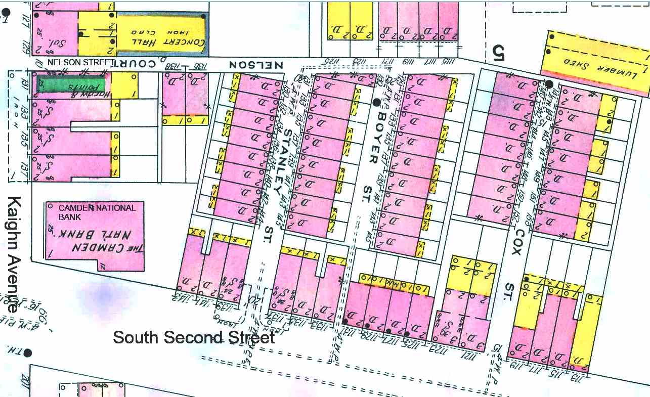 1906 Sanborn Fire Insurance Map showing Boyer Street and Nelson Court, Camden, NJ