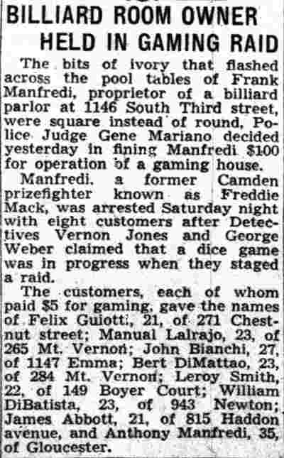 Billiard Room Owner Held in Gaming Raid — Camden Courier-Post, October 15, 1940