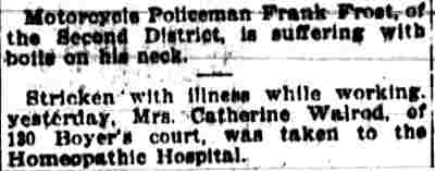 Mrs. Catherine Walrod taken ill — Camden Post-Telegram, June 26, 1917