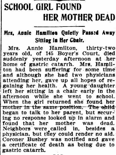 School Girl Found Her Mother Dead — Camden Daily Courier, March 23, 1901