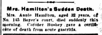 Mrs. Hamilton's Sudden Death — Camden Post-Telegram, March 23, 1901