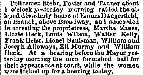 Disorderly House Raid, 502 Branch Street — Philadelphia Inquirer, July 23, 1888