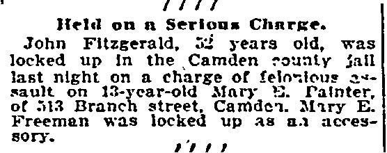 Held on a Serious Charge, 513 Branch Street — Philadelphia Inquirer, June 23, 1896